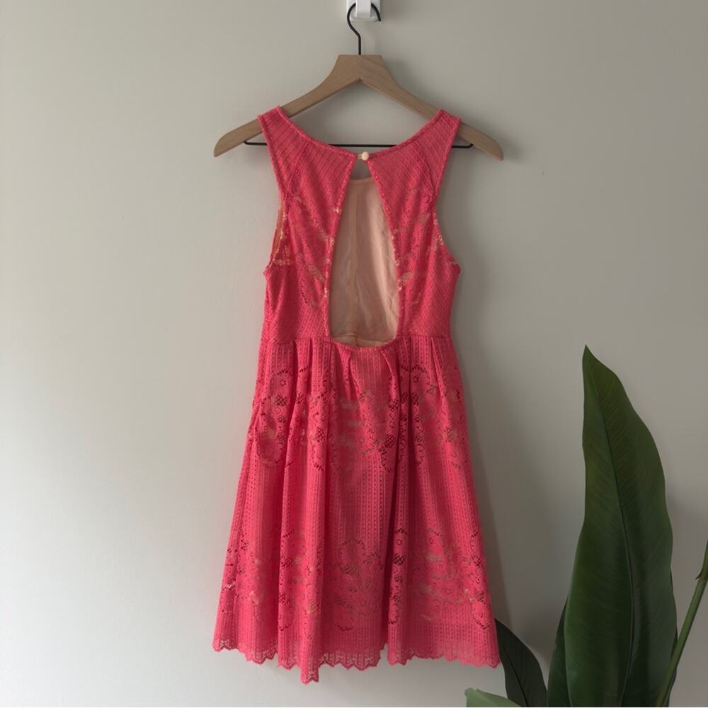 Free People Lace Rocco Dress Dusty Rose Pink cut out Backless mini dress cutout - Picture 4 of 15